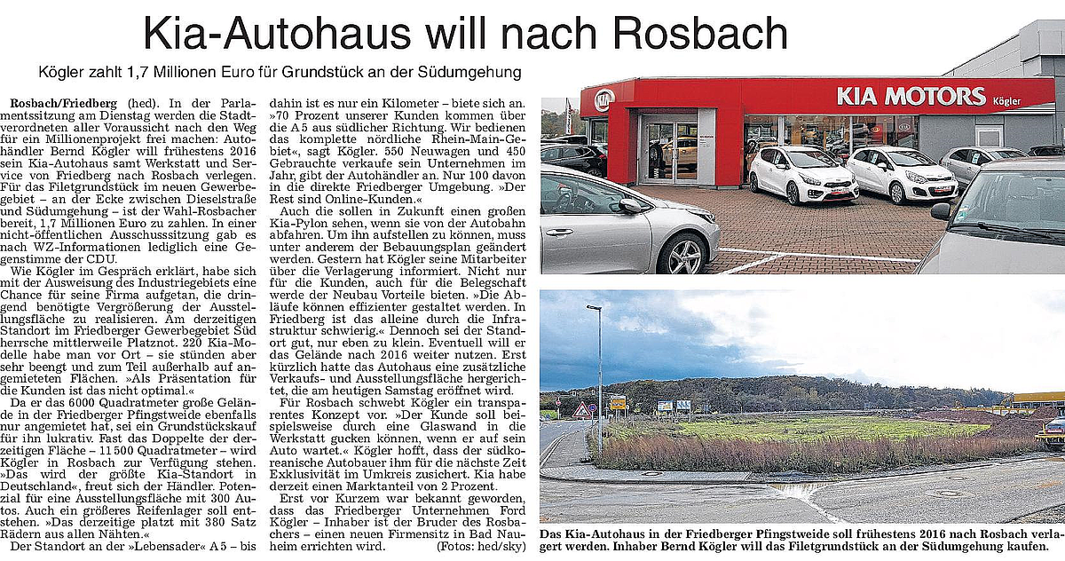 Kia-Autohaus will nach Rosbach
