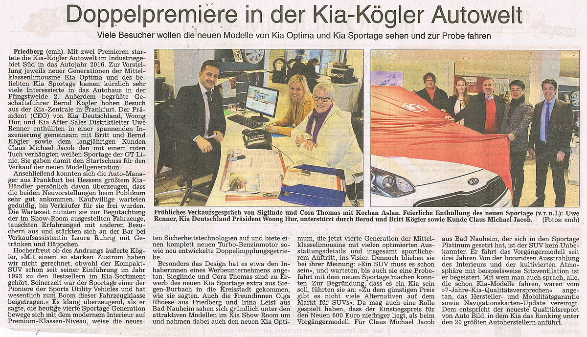 Doppelpremiere in der Kia-Kögler Autowelt