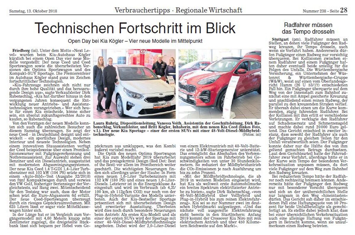 Open Day bei Kia Kögler - vier neue Modelle im Mittelpunkt