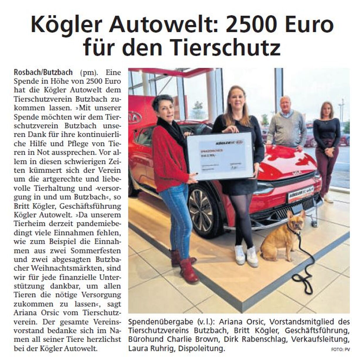 Kögler Autowelt: 2500 Euro Spende für den Tierschutz error_file_does_not_exist