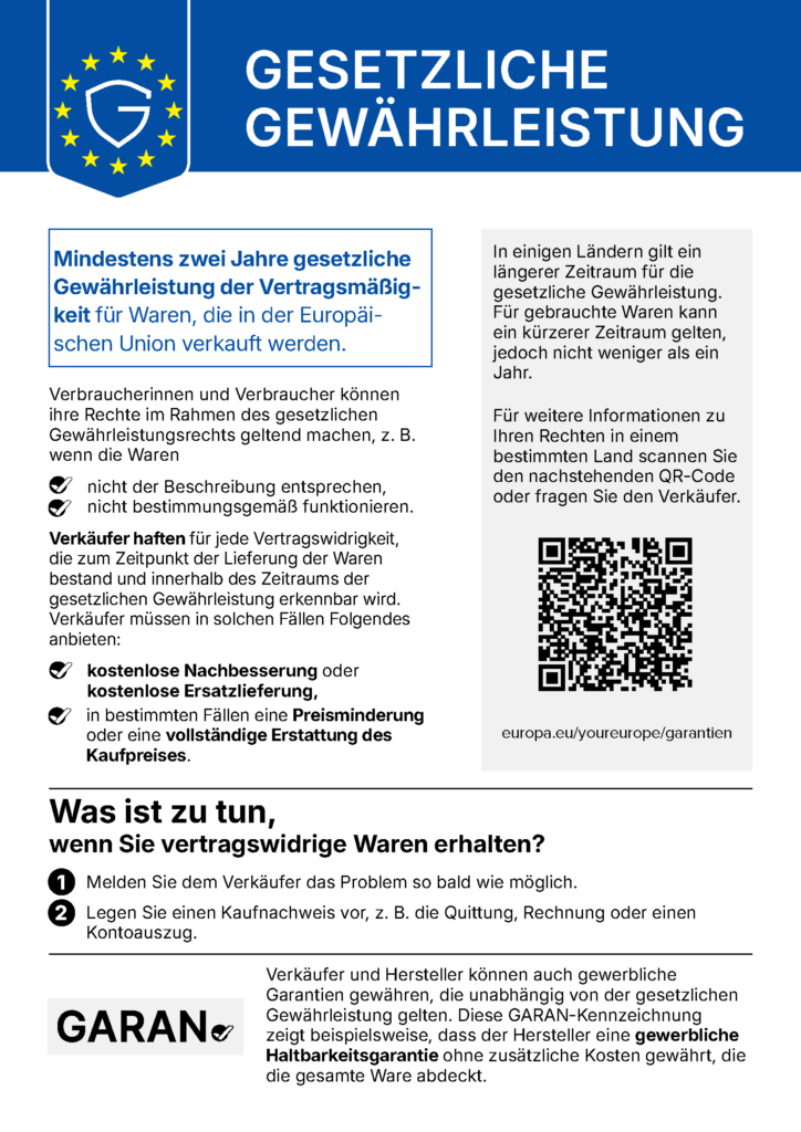 Gesetzliches Gewährleistungs Label